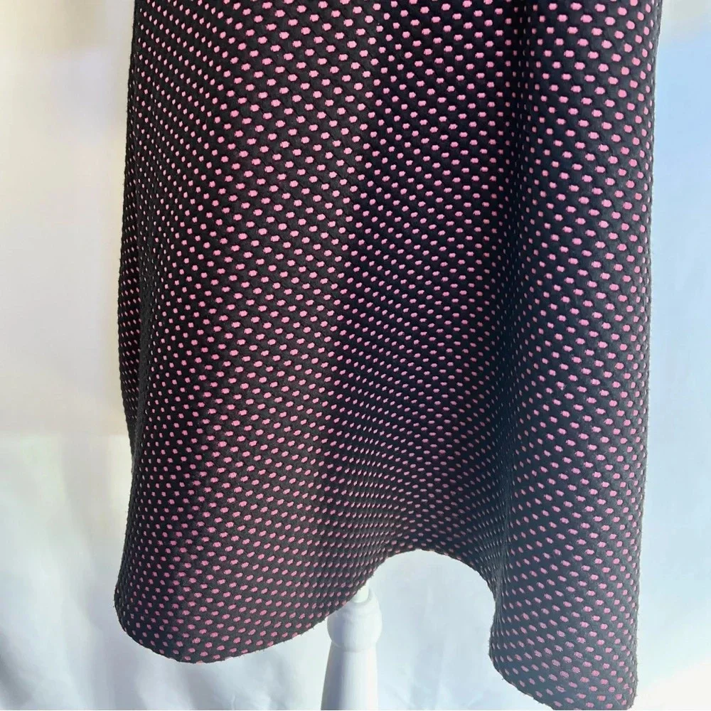 NY Collection A Line Polka Dot Dress Black Pink 3/4 Sleeve Back Zip Size Medium - Picture 5 of 15